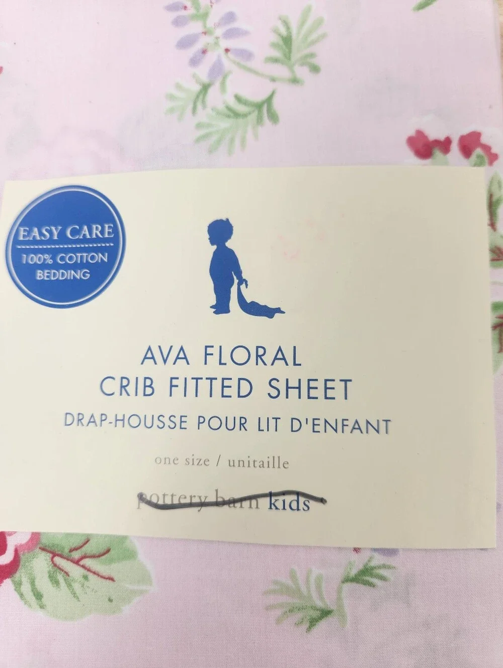 Pottery Barn Kids Ava Floral Crib Fitted Sheet 100% Cotton NOS Cottagecore